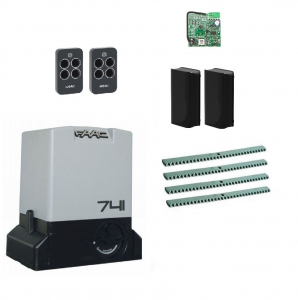 FAAC 741KIT-FA4 Автоматика для откатных ворот 741KIT-FA4, комплект: привод, радиоприемник, 2 пульта, фотоэлементы, 4 рейки