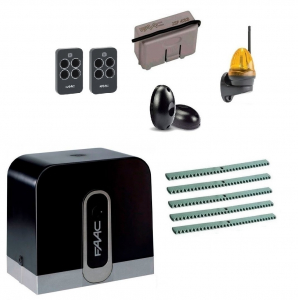 FAAC C720KIT FULL5-К Автоматика для откатных ворот C720KIT FULL5-К, комплект: привод, радиоприемник, 2 пульта, фотоэлементы, лампа, 5 реек