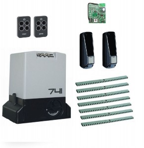 FAAC 741KIT-F7 Автоматика для откатных ворот 741KIT-F7, комплект: привод, радиоприемник, 2 пульта, фотоэлементы, 7 реек
