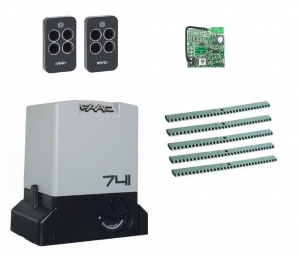 FAAC 741KIT-KR5 Автоматика для откатных ворот 741KIT-KR5, комплект: привод, радиоприемник, 2 пульта, 5 реек