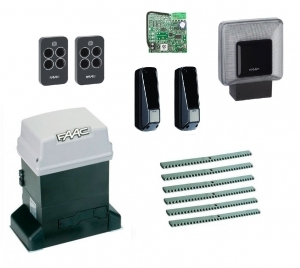 FAAC 746KIT FULL6 Автоматика для откатных ворот 746KIT FULL6, комплект: привод, радиоприемник, 2 пульта, фотоэлементы, лампа, 6 реек