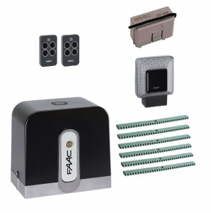 FAAC C721KIT-L6 Автоматика для откатных ворот C721KIT-L6, комплект: привод, радиоприемник, 2 пульта, лампа, 6 реек
