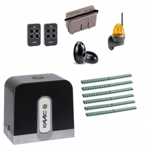 FAAC C721KIT FULL6-К Автоматика для откатных ворот C721KIT FULL6-К, комплект: привод, радиоприемник, 2 пульта, фотоэлементы, лампа, 6 реек
