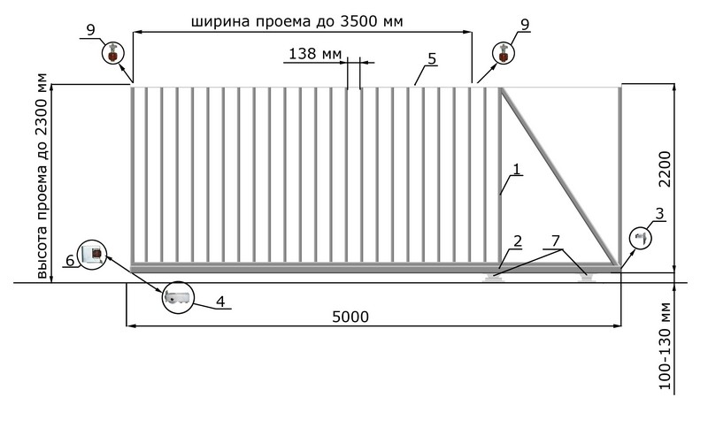 КОРН Н1-60КП Откатные ворота КОРН КЛАССИК, толщина 60 мм