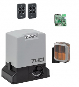 FAAC 740KIT-LA Автоматика для откатных ворот 740KIT-LA, комплект: привод, радиоприемник, 2 пульта, лампа