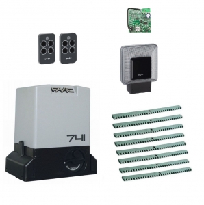 FAAC 741KIT-L8 Автоматика для откатных ворот 741KIT-L8, комплект: привод, радиоприемник, 2 пульта, лампа, 8 реек