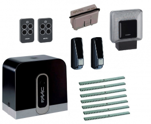 FAAC C720KIT FULL7 Автоматика для откатных ворот C720KIT FULL7, комплект: привод, радиоприемник, 2 пульта, фотоэлементы, лампа, 7 реек