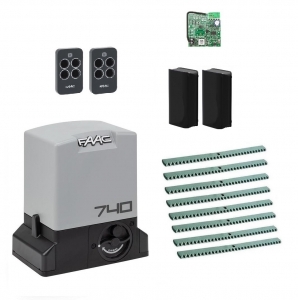 FAAC 740KIT-FA8 Автоматика для откатных ворот 740KIT-FA8, комплект: привод, радиоприемник, 2 пульта, фотоэлементы, 8 реек