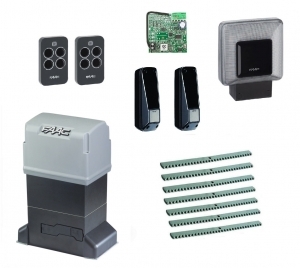 FAAC 844ERKIT FULL7 Автоматика для откатных ворот 844ERKIT FULL7, комплект: привод, радиоприемник, 2 пульта, фотоэлементы, лампа, 7 реек