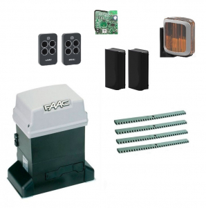 FAAC 746KIT FULL-A4 Автоматика для откатных ворот 746KIT FULL-A4, комплект: привод, радиоприемник, 2 пульта, фотоэлементы, лампа, 4 рейки