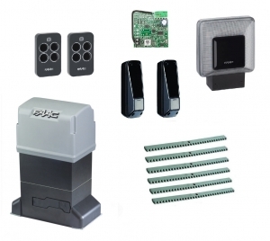 FAAC 844ERKIT FULL6 Автоматика для откатных ворот 844ERKIT FULL6, комплект: привод, радиоприемник, 2 пульта, фотоэлементы, лампа, 6 реек