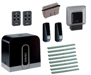 FAAC C720KIT FULL8 Автоматика для откатных ворот C720KIT FULL8, комплект: привод, радиоприемник, 2 пульта, фотоэлементы, лампа, 8 реек