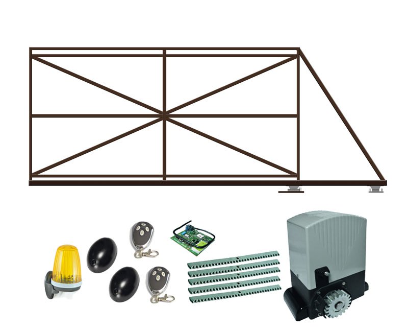 КОРН 70УН0-Т60КТ + ASL500KIT FULL Откатные ворота КОРН серии ЭКО с электроприводом AN-MOTORS ASL500KIT FULL