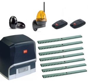 BFT P926187 00002KIT-K7 Автоматика для откатных ворот ARES BT A 1500KIT K7, комплект: привод, 2 пульта, фотоэлементы, лампа, 7 реек