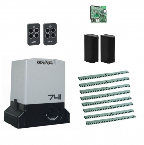 FAAC 741KIT-FA8 Автоматика для откатных ворот 741KIT-FA8, комплект: привод, радиоприемник, 2 пульта, фотоэлементы, 8 реек