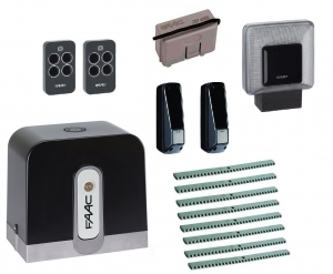 FAAC C721KIT FULL8 Автоматика для откатных ворот C721KIT FULL8, комплект: привод, радиоприемник, 2 пульта, фотоэлементы, лампа, 8 реек
