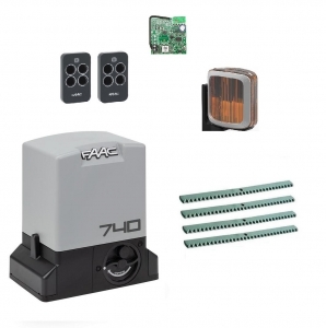 FAAC 740KIT-LA4 Автоматика для откатных ворот 740KIT-LA4, комплект: привод, радиоприемник, 2 пульта, лампа, 4 рейки