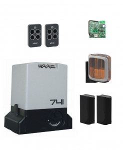 FAAC 741KIT FULL-A Автоматика для откатных ворот 741KIT FULL-A, комплект: привод, радиоприемник, 2 пульта, фотоэлементы, лампа