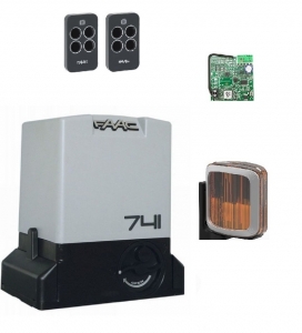 FAAC 741KIT-LA Автоматика для откатных ворот 741KIT-LA, комплект: привод, радиоприемник, 2 пульта, лампа