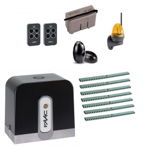 FAAC C721KIT FULL7-К Автоматика для откатных ворот C721KIT FULL7-К, комплект: привод, радиоприемник, 2 пульта, фотоэлементы, лампа, 7 реек